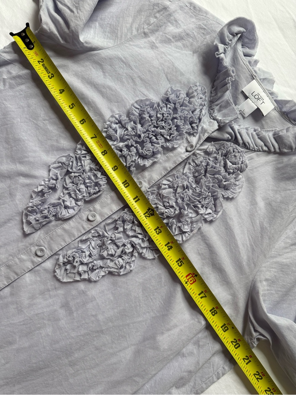 Ann Taylor/LOFT Lavender Ruffle-Front Button Blouse - Picture 4 of 6